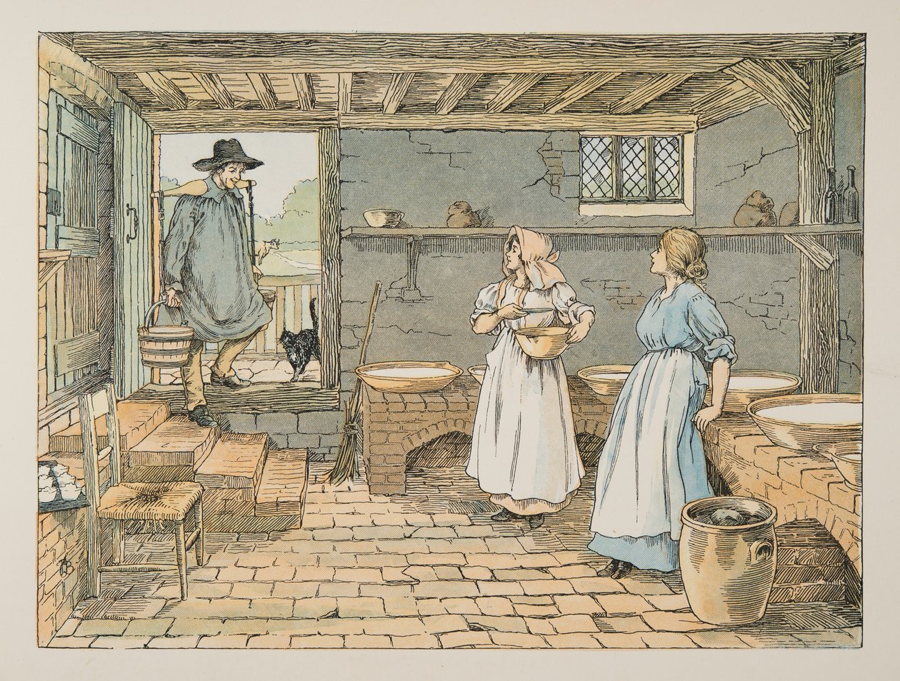 Il casaro, da Four and Twenty Toilers, pub. 1900 (litografia a colori) da Francis Donkin Bedford