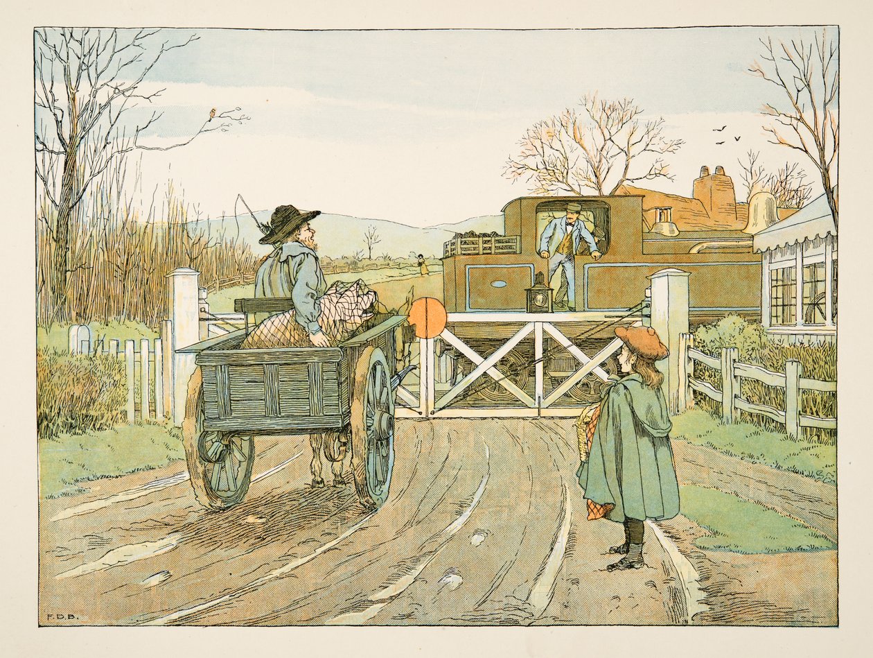 Il macchinista, da Four and Twenty Toilers, pub. 1900 (litografia a colori) da Francis Donkin Bedford