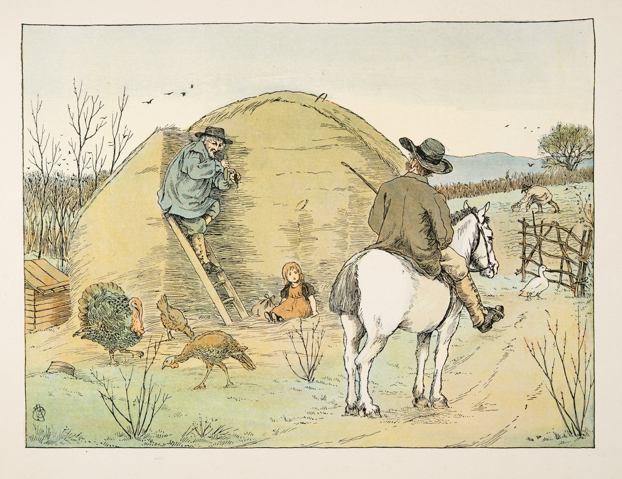 Il contadino, da Four and Twenty Toilers, pub. 1900 (litografia a colori) da Francis Donkin Bedford