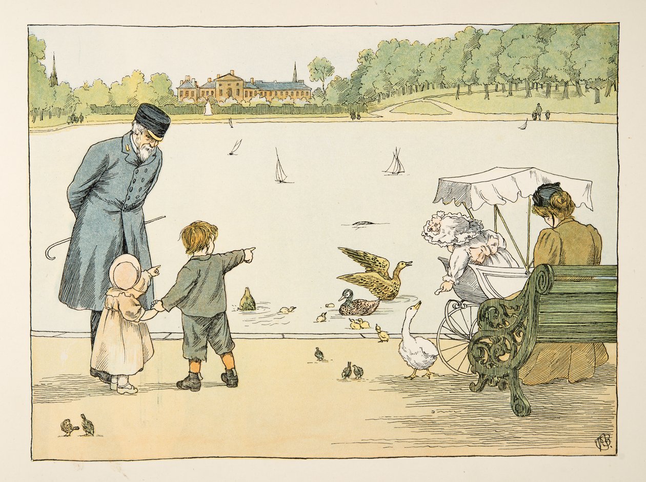 Il guardiano del parco, da Four and Twenty Toilers, pub. 1900 (litografia a colori) da Francis Donkin Bedford