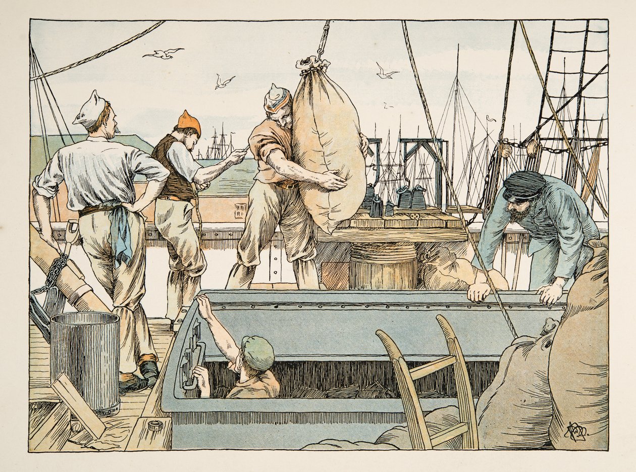 Lo stivatore, da Four and Twenty Toilers, pub. 1900 (litografia a colori) da Francis Donkin Bedford
