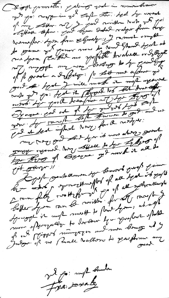 Lettera a William Cecil, Lord Burghley, Lord High Treasurer, scritta a bordo della sua nave ammiraglia, 