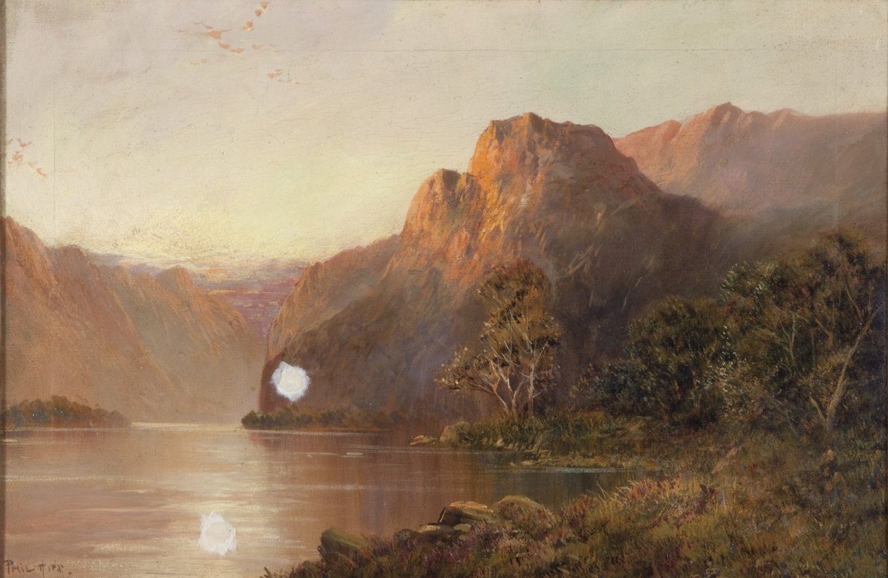 Lago e montagne (olio su tela) da Francis E. Jamieson