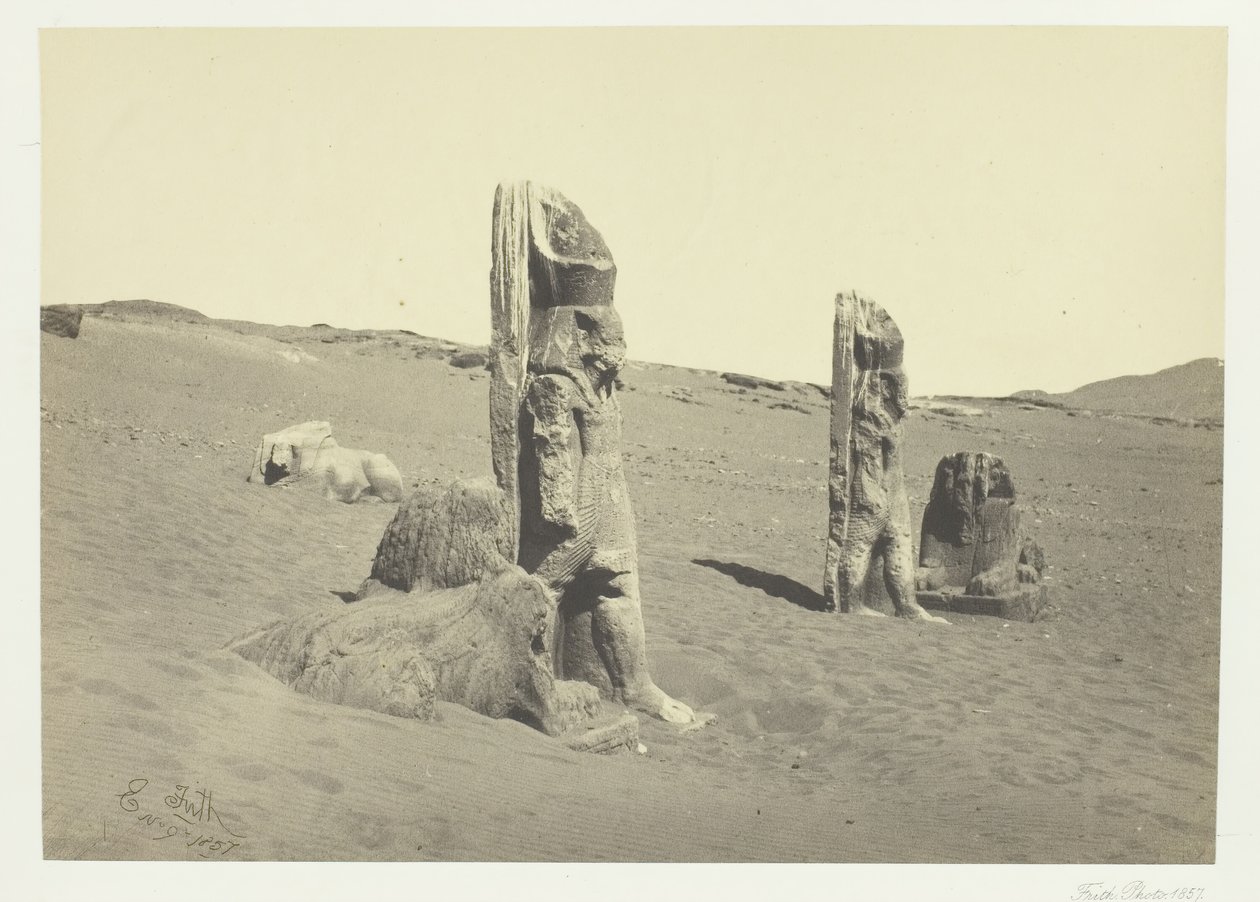 Colossi e Sfinge a Wady Saboua, Nubia, 1857 da Francis Frith