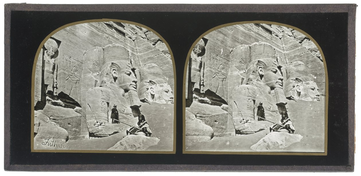 Veduta della facciata del Grande Tempio Rupestre di Abu Simbel, in Nubia da Francis Frith