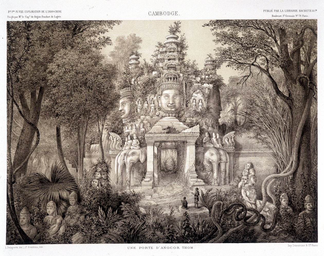 Una porta di Angkor Thom, ca. 1870 - in "Journey d