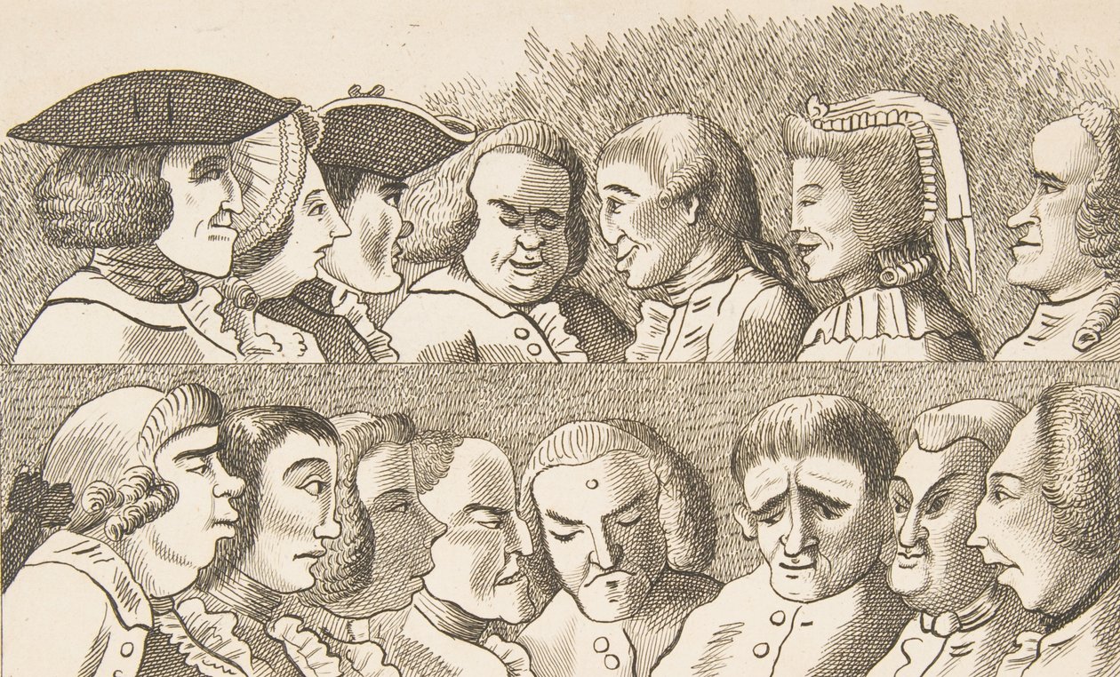 Tavola IV, da Regole per disegnare caricature, 26 febbraio 1788 da Francis Grose