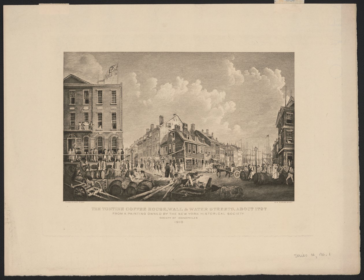 Tontine Coffee House su Wall Street, New York da Francis Guy