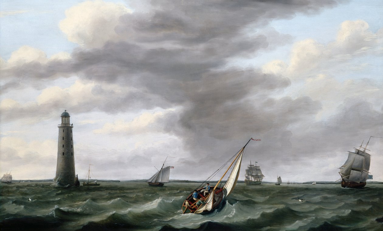 Navi al largo del faro di Eddystone da Francis Holman
