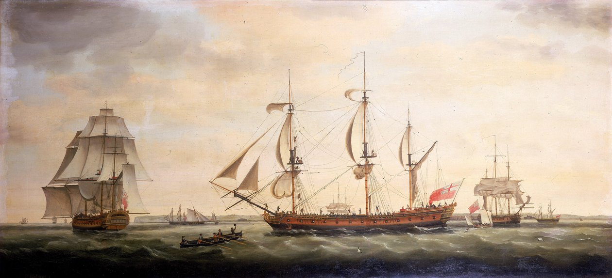 Tre vedute della nave Indiaman 