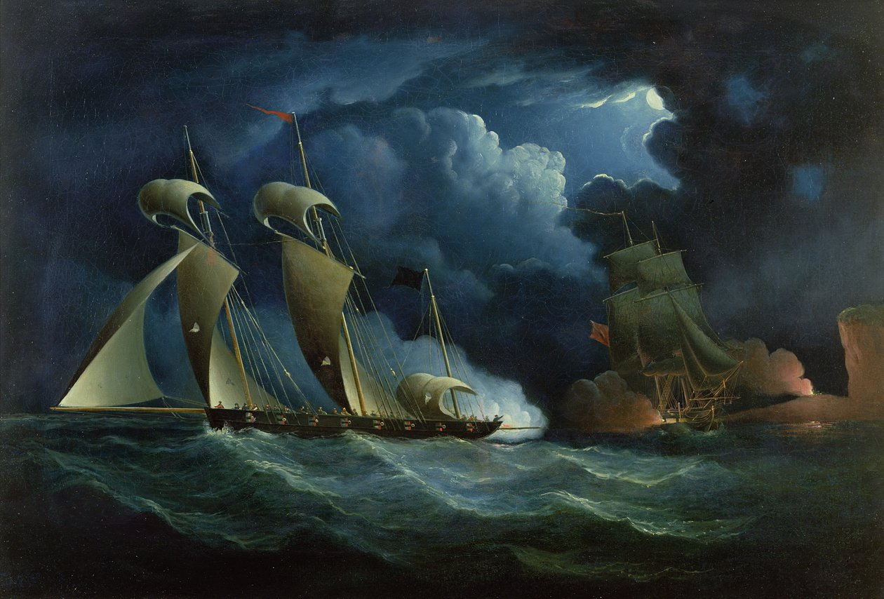 Una brigata doganale che ingaggia il pirata Will Watch da Francis Hustwick