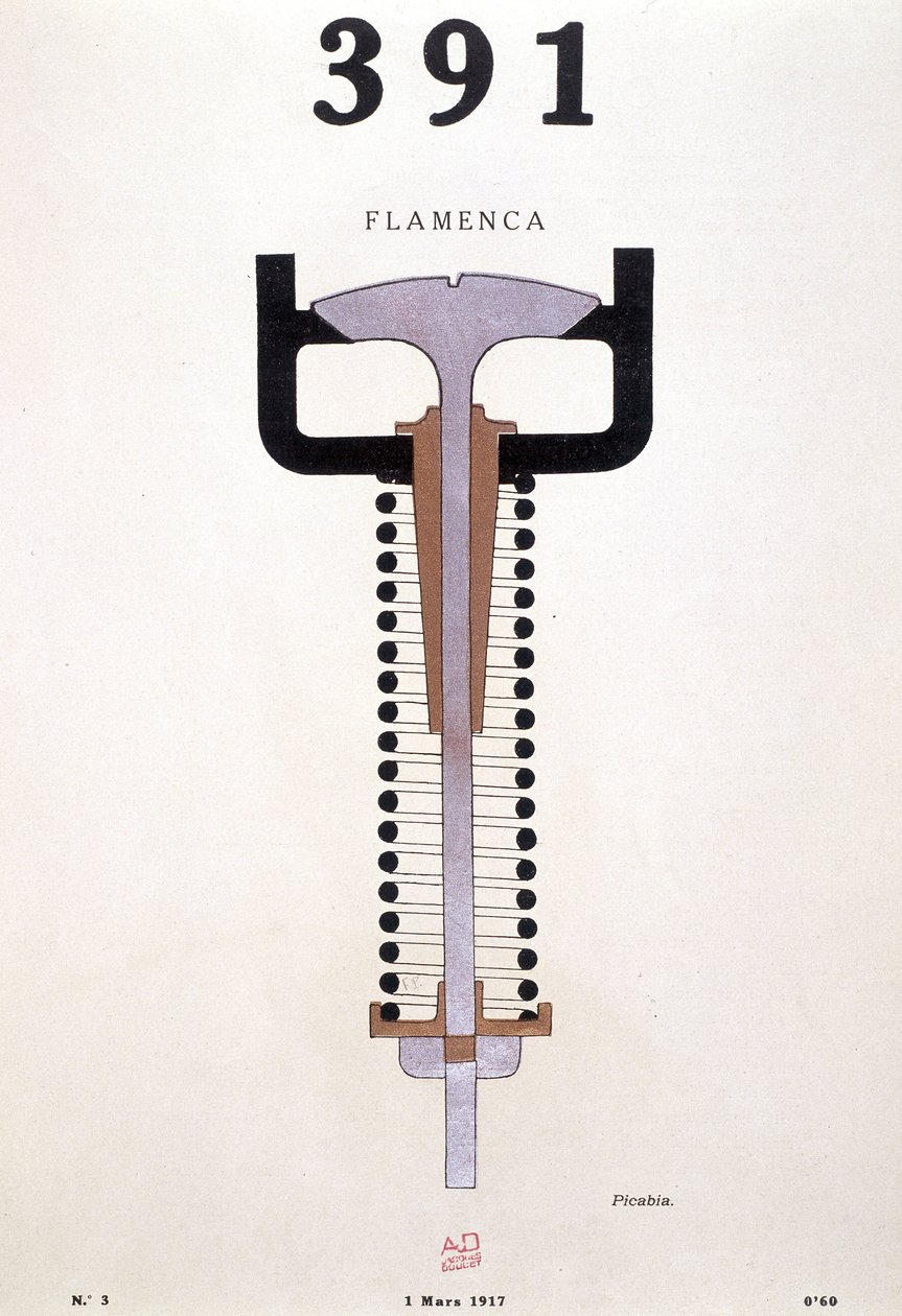 Copertina di "391" di Picabia (1879-1953), n° 3 del 01/03/1917 (litografia) da Francis Picabia