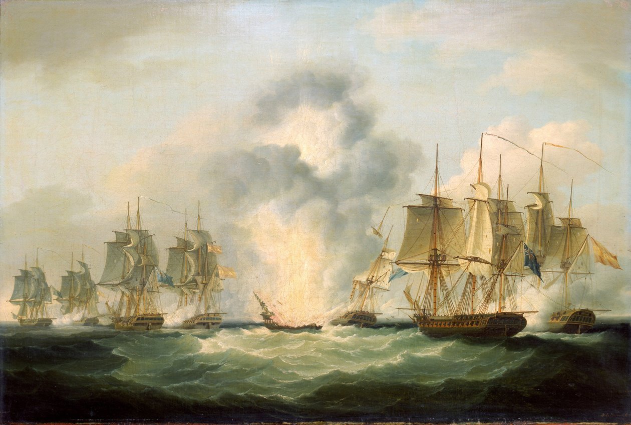 Quattro fregate britanniche catturano navi da trasporto del tesoro spagnolo, destinate a rafforzare gli sforzi bellici della Francia, 5 ottobre da Francis Sartorius