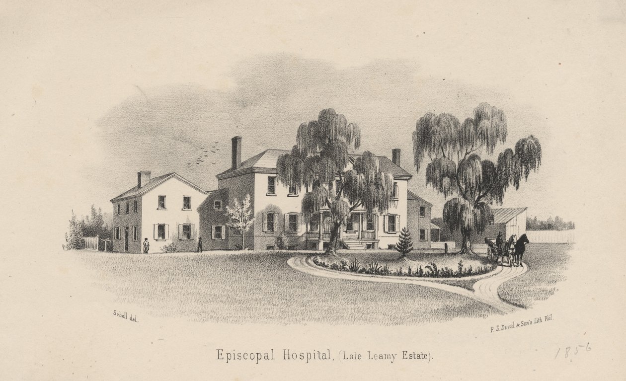Ospedale Episcopale, litografia di P.S. Duval e Figlio, 1856 da Francis Schell