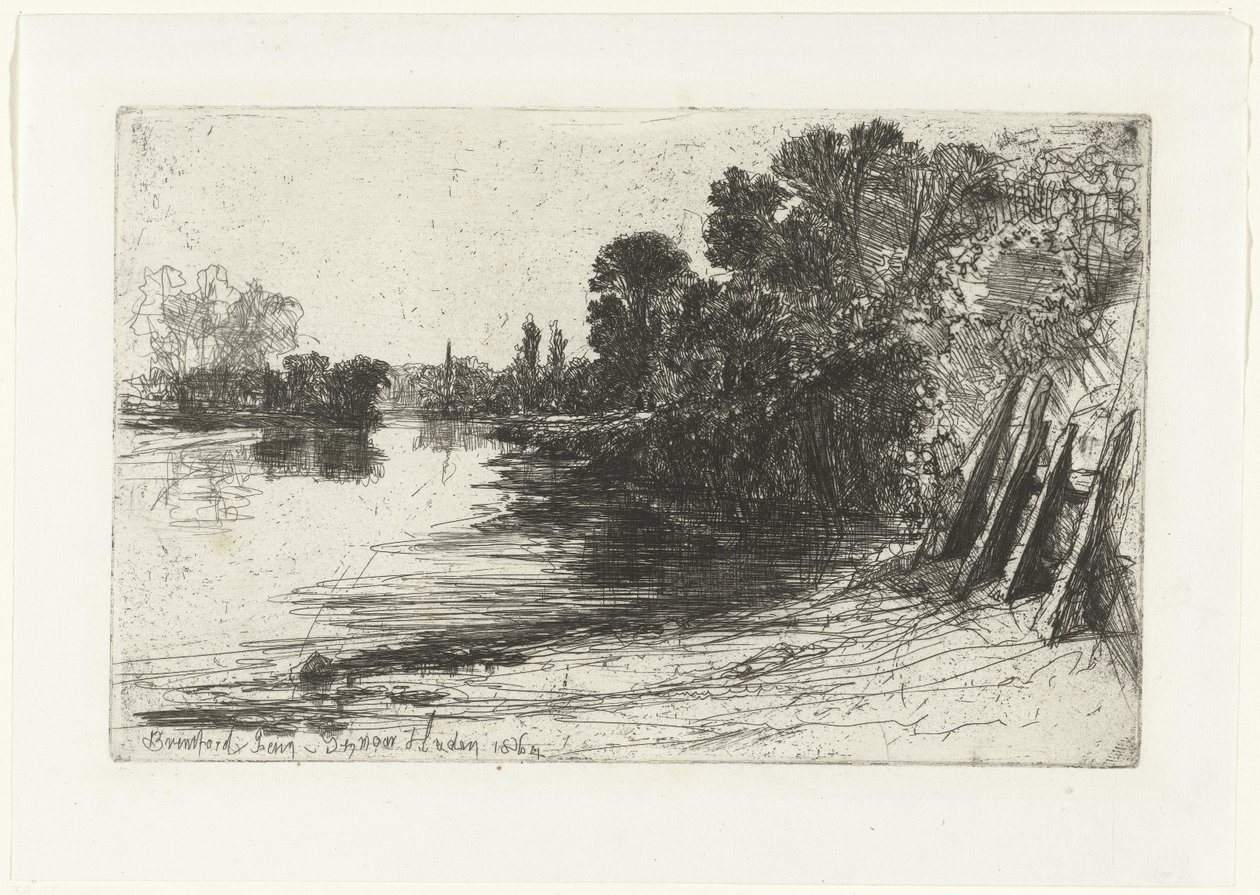 Riva del Tamigi a Brentford (Brentford Ferry) da Francis Seymour Haden (Sir) (signed by artist)