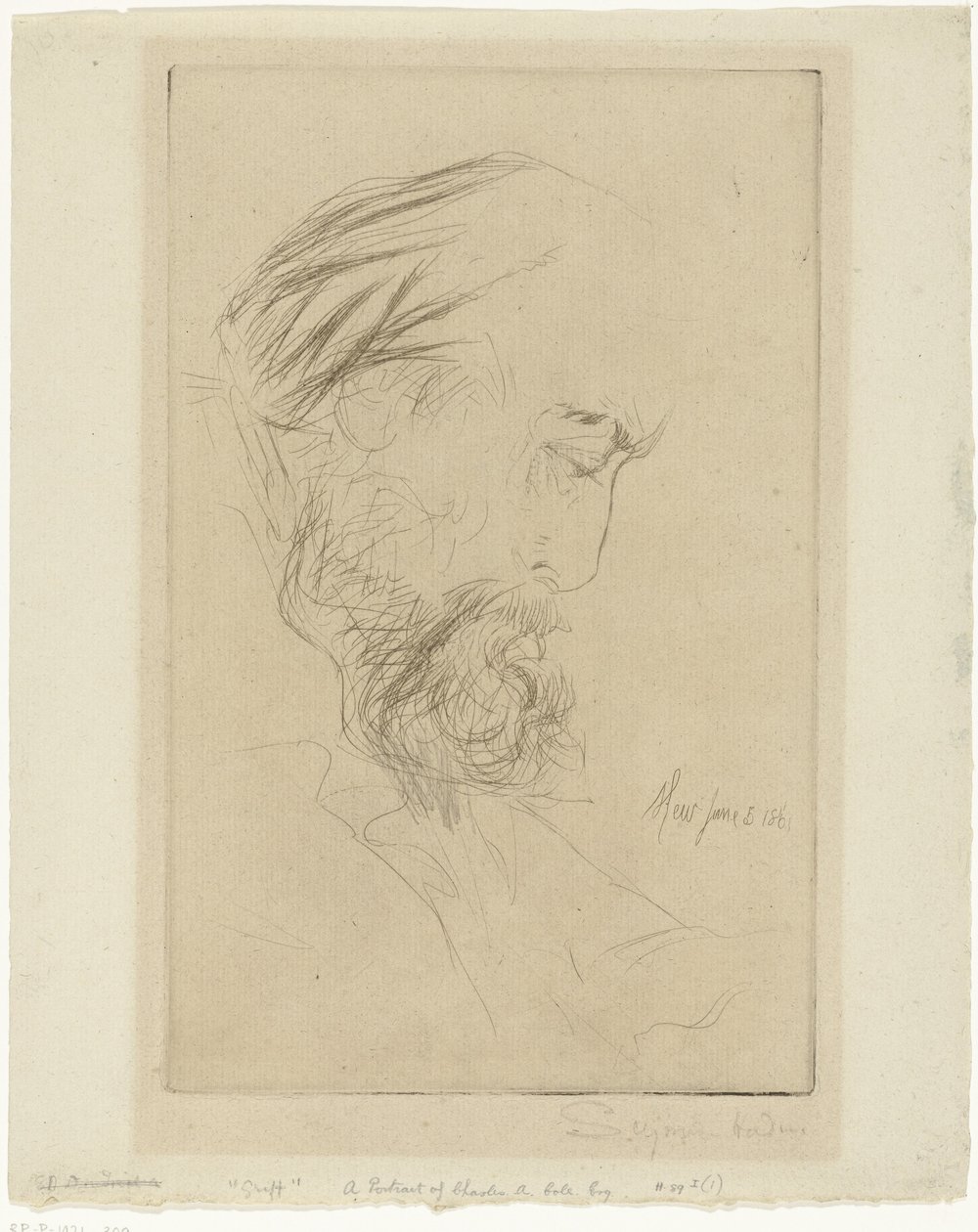 Ritratto di Charles Cole da Francis Seymour Haden (Sir) (signed by artist)