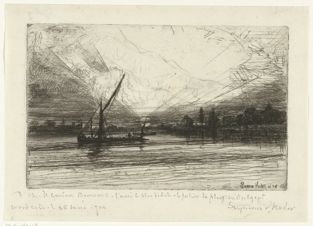 Tramonto sul Tamigi da Francis Seymour Haden (Sir) (signed by artist)