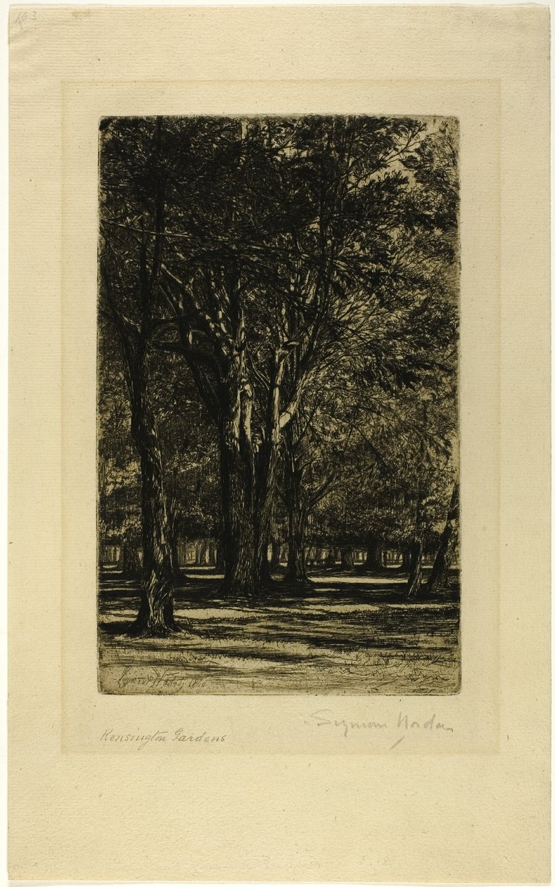Giardini di Kensington, No. II (grande lastra) da Francis Seymour Haden
