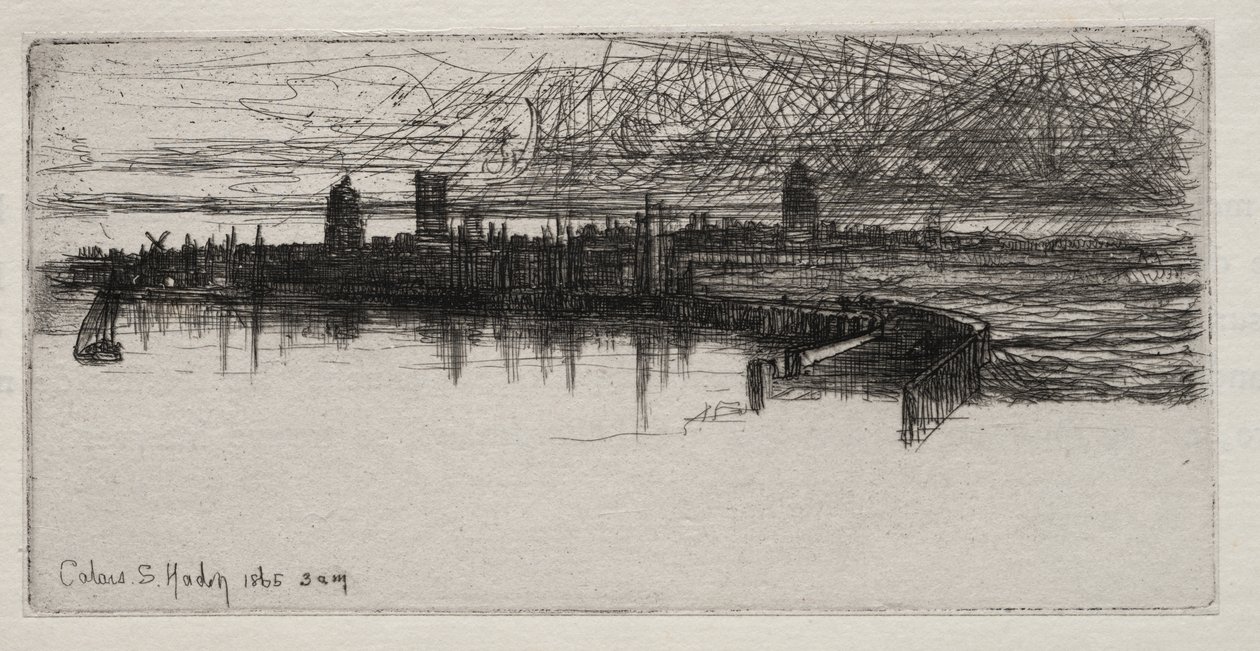 Piccolo molo di Calais, 1865, 3 A.M. da Francis Seymour Haden