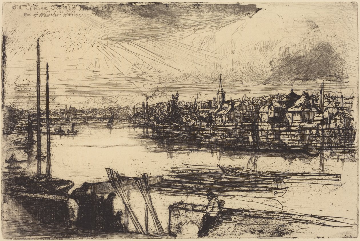 La vecchia Chelsea, dalla finestra di Whistler (Battersea Reach) da Francis Seymour Haden