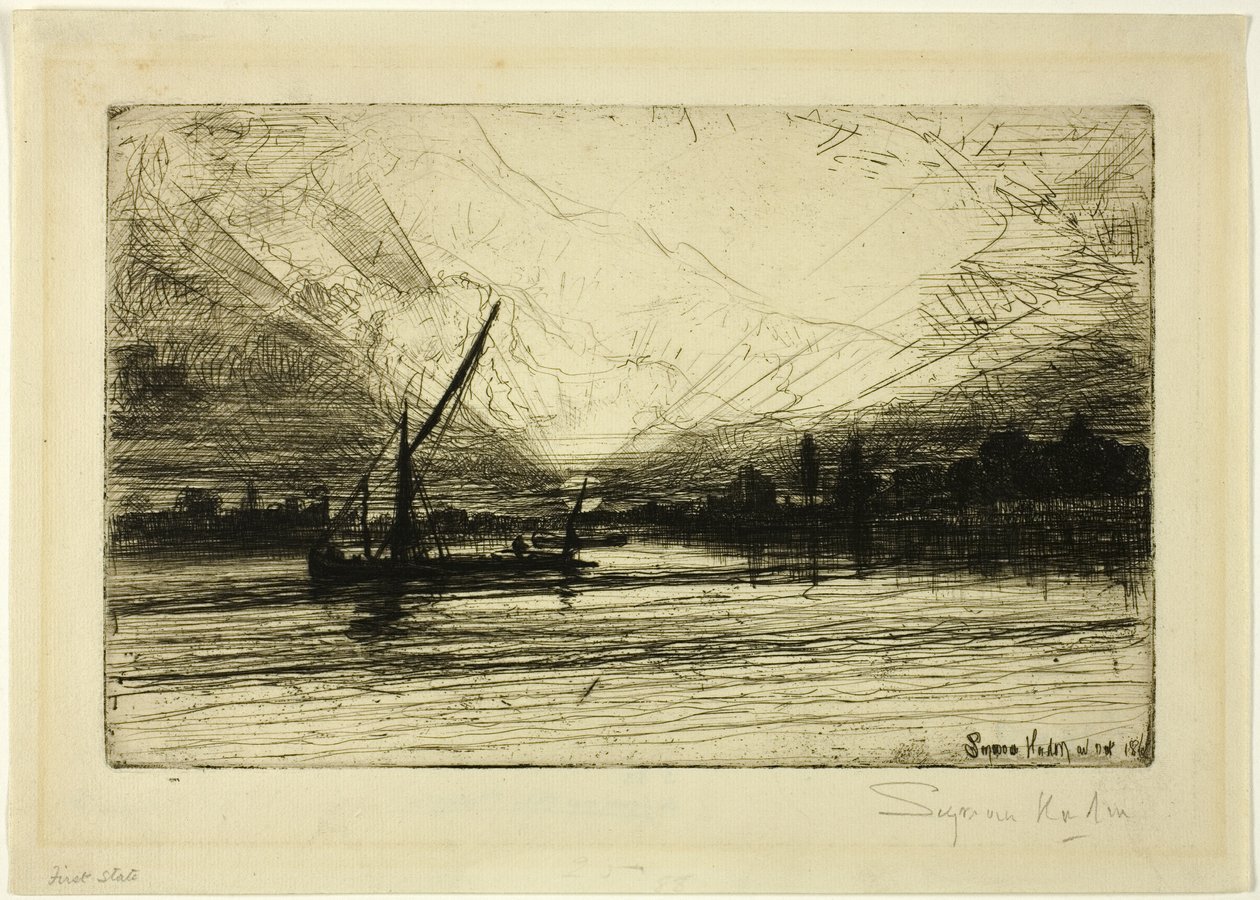 Tramonto sul Tamigi da Francis Seymour Haden