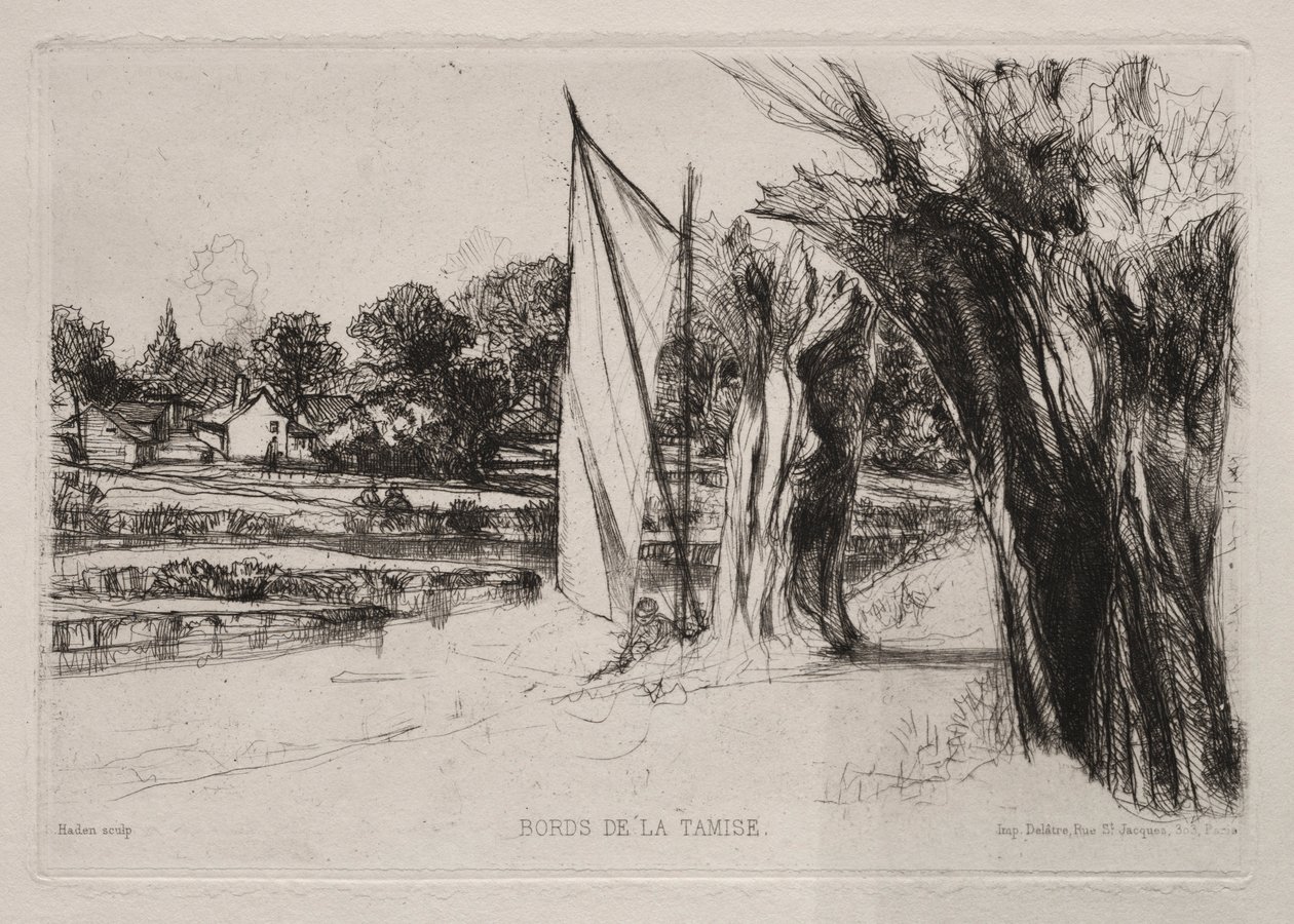 Thames Ditton - Con una vela, 1864 da Francis Seymour Haden