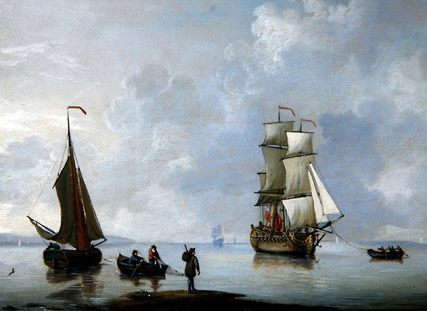 Una nave da guerra britannica trainata all