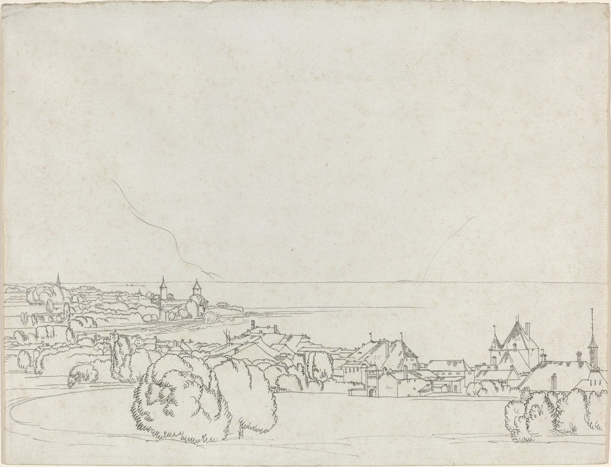 Veduta di Vevey con La Tour de Peilz in lontananza da Francis Towne