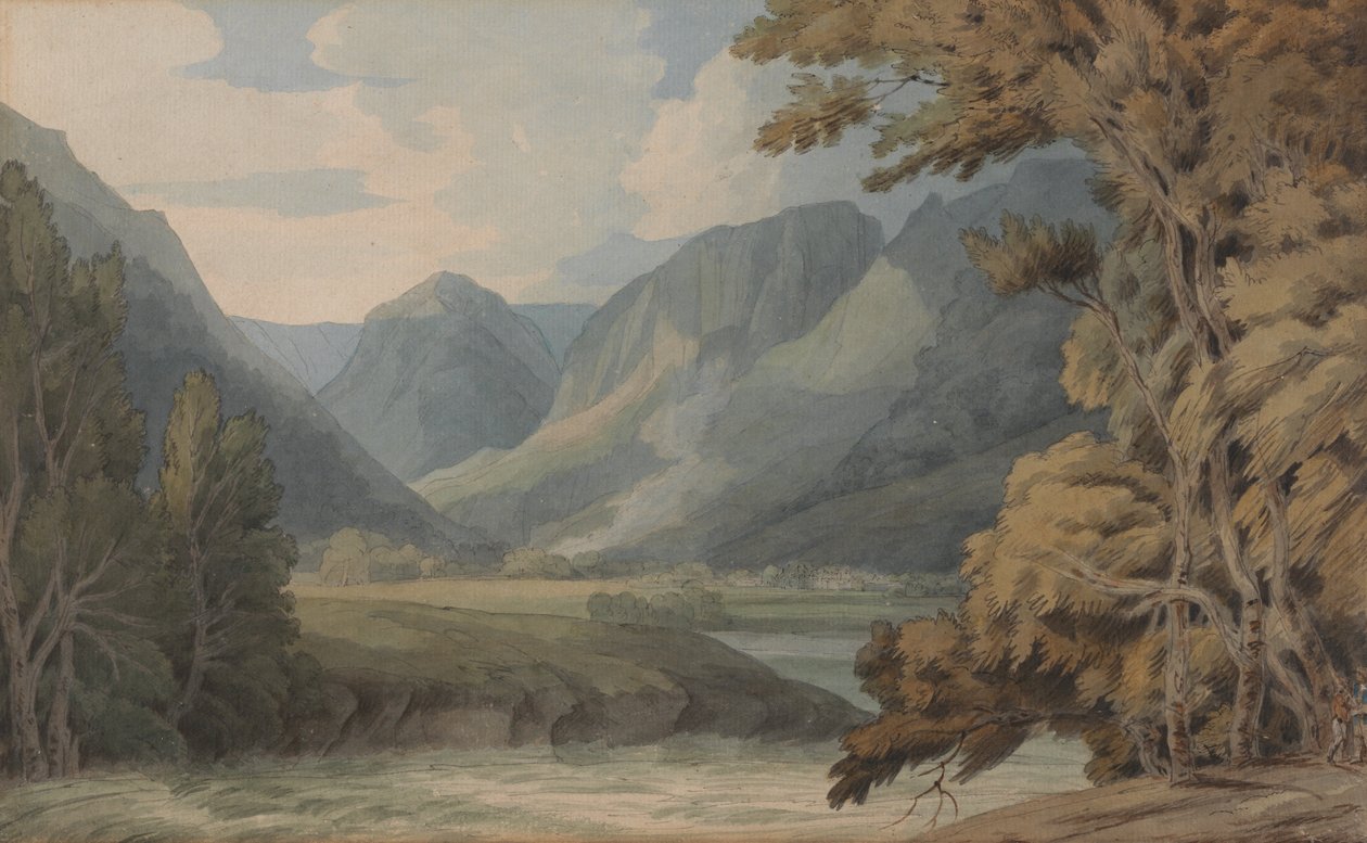 Vista su Eagle Crag e Rosthwaite a Borrowdale da Francis Towne