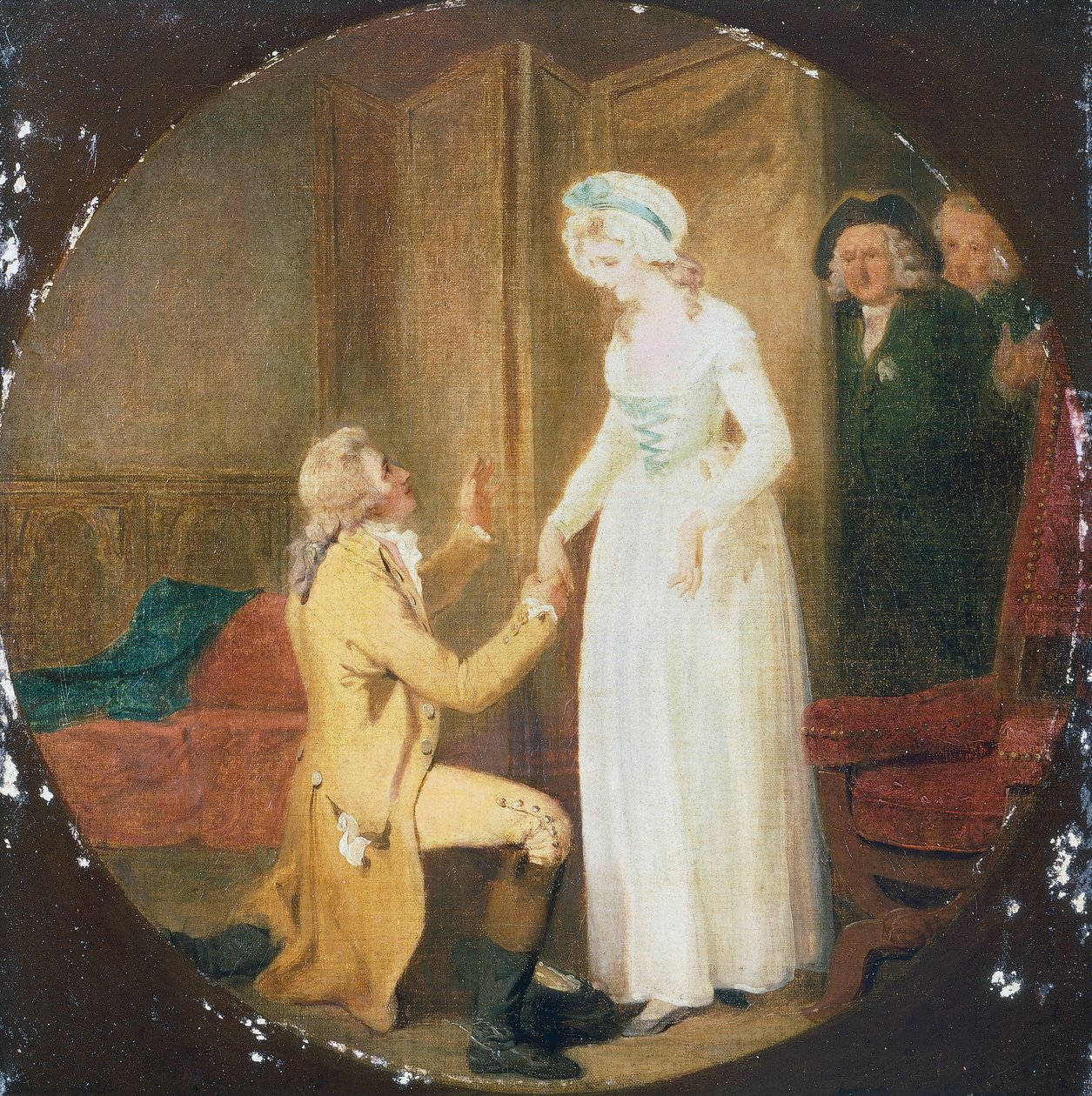 Atto V, Scena III della commedia She Stoops to Conquer di Oliver Goldsmith (1730-1774) da Francis Wheatley