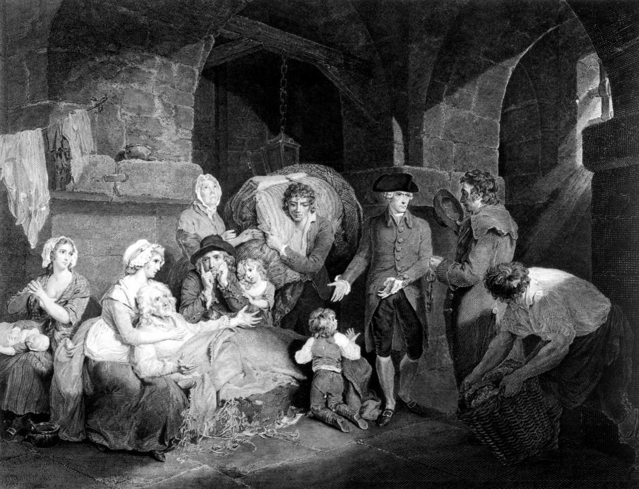 John Howard Esq. (1726-1790) visita e allevia le miserie di una prigione, inciso da James Hogg, 1790 da Francis Wheatley