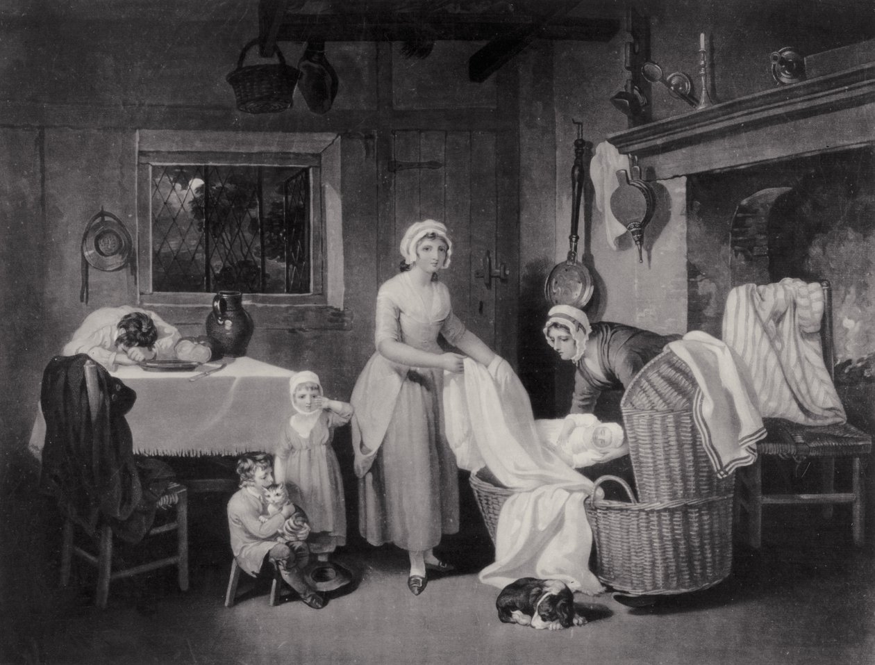 Ore rustiche: notte, inciso da H. Gillbank da Francis Wheatley