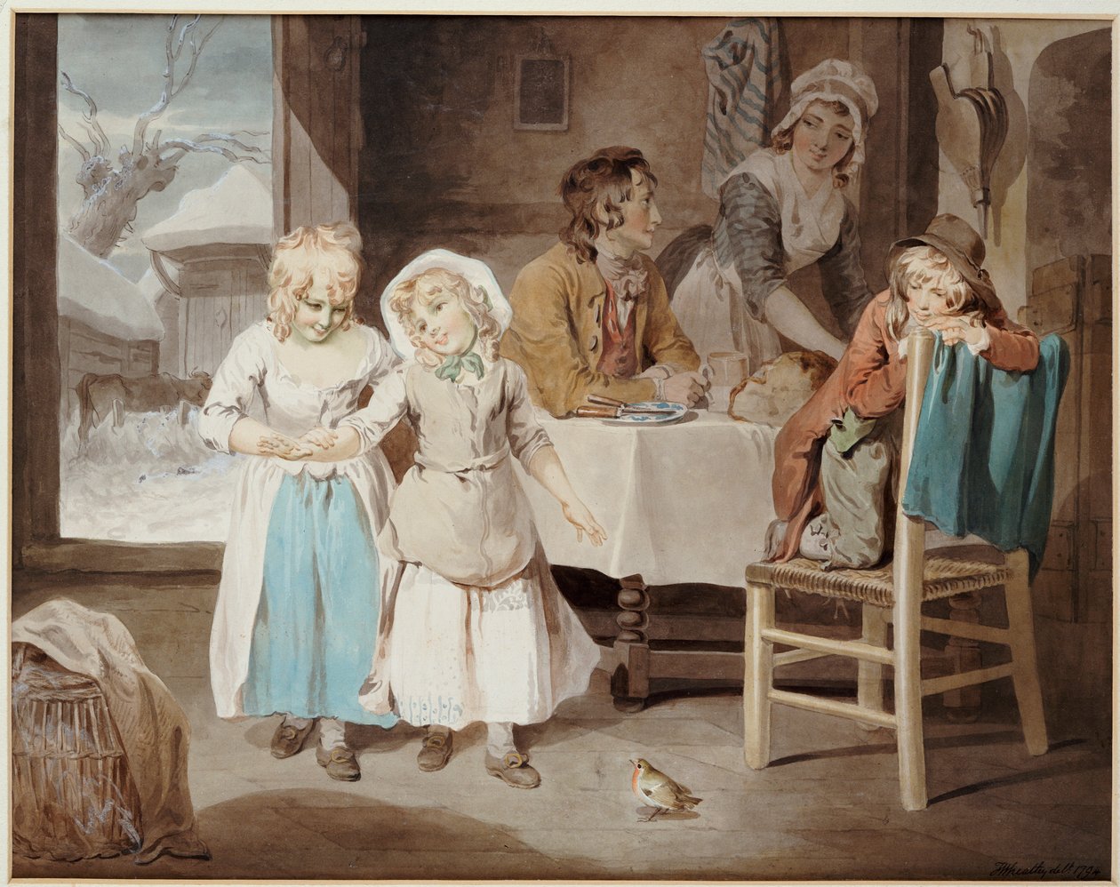 Il pettirosso domestico, 1794 da Francis Wheatley