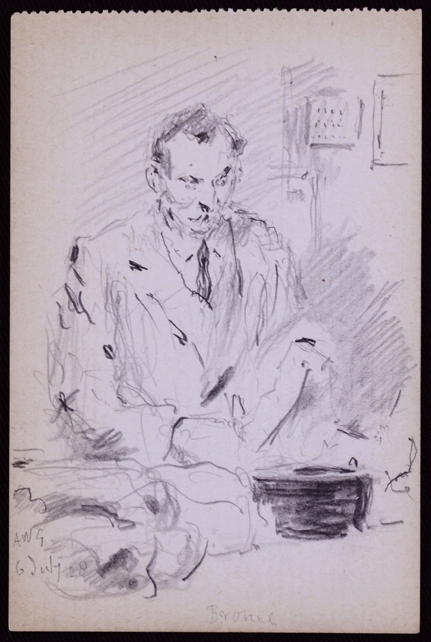 Ritratto di Gilbert? Bayes, c. 1928 (matita su carta) da Francis Wilfred Lawson