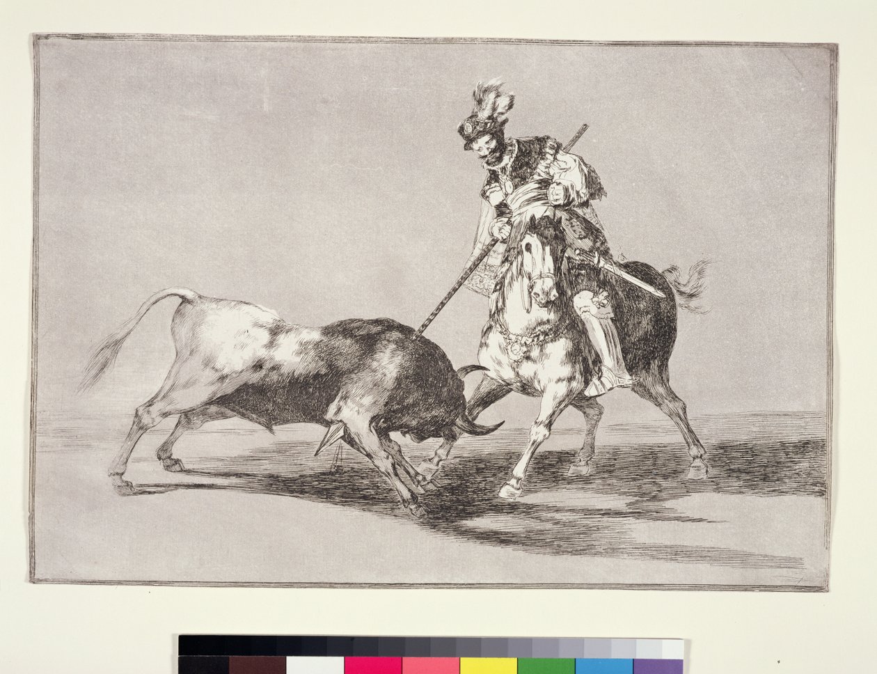 El Cid (c.1040-99) infilza un altro toro, tavola 11 da La Tauromachia, 1816 da Francisco de Goya