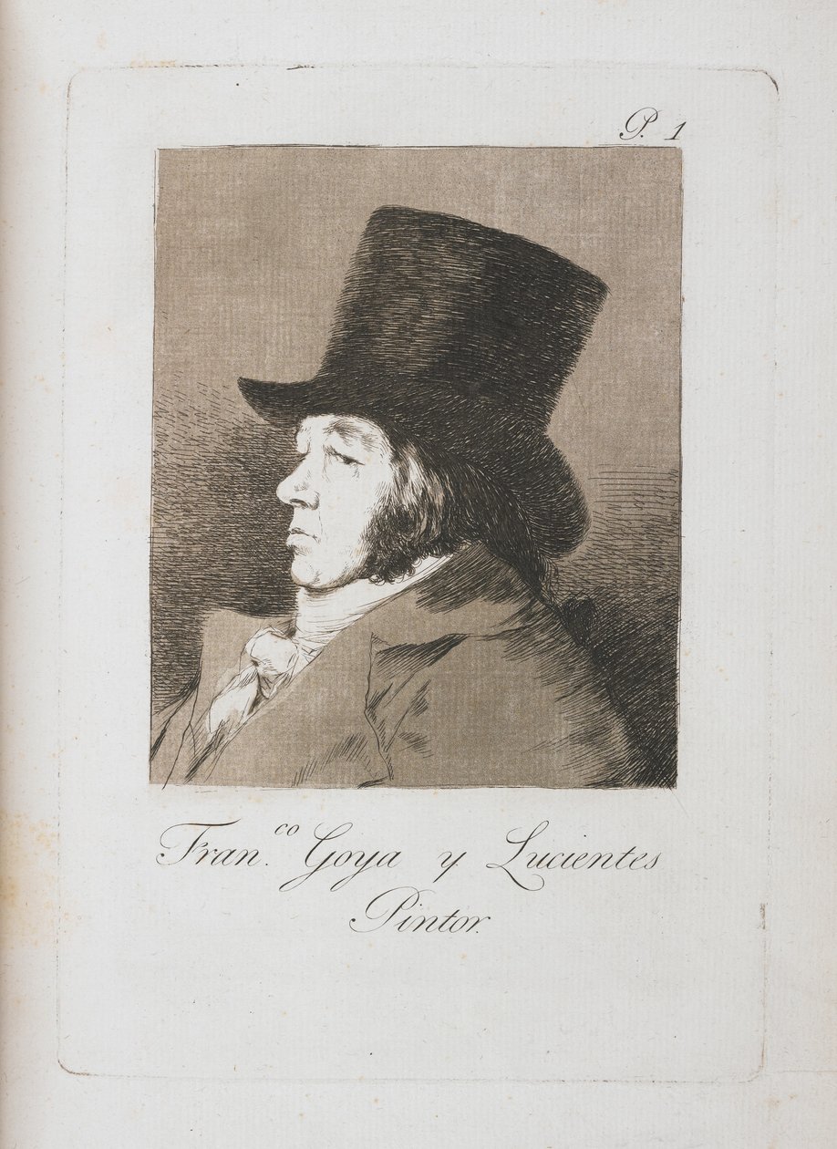 Ritratto di Goya, copia della Tavola I di Los Caprichos (1793-98) da Francisco de Goya