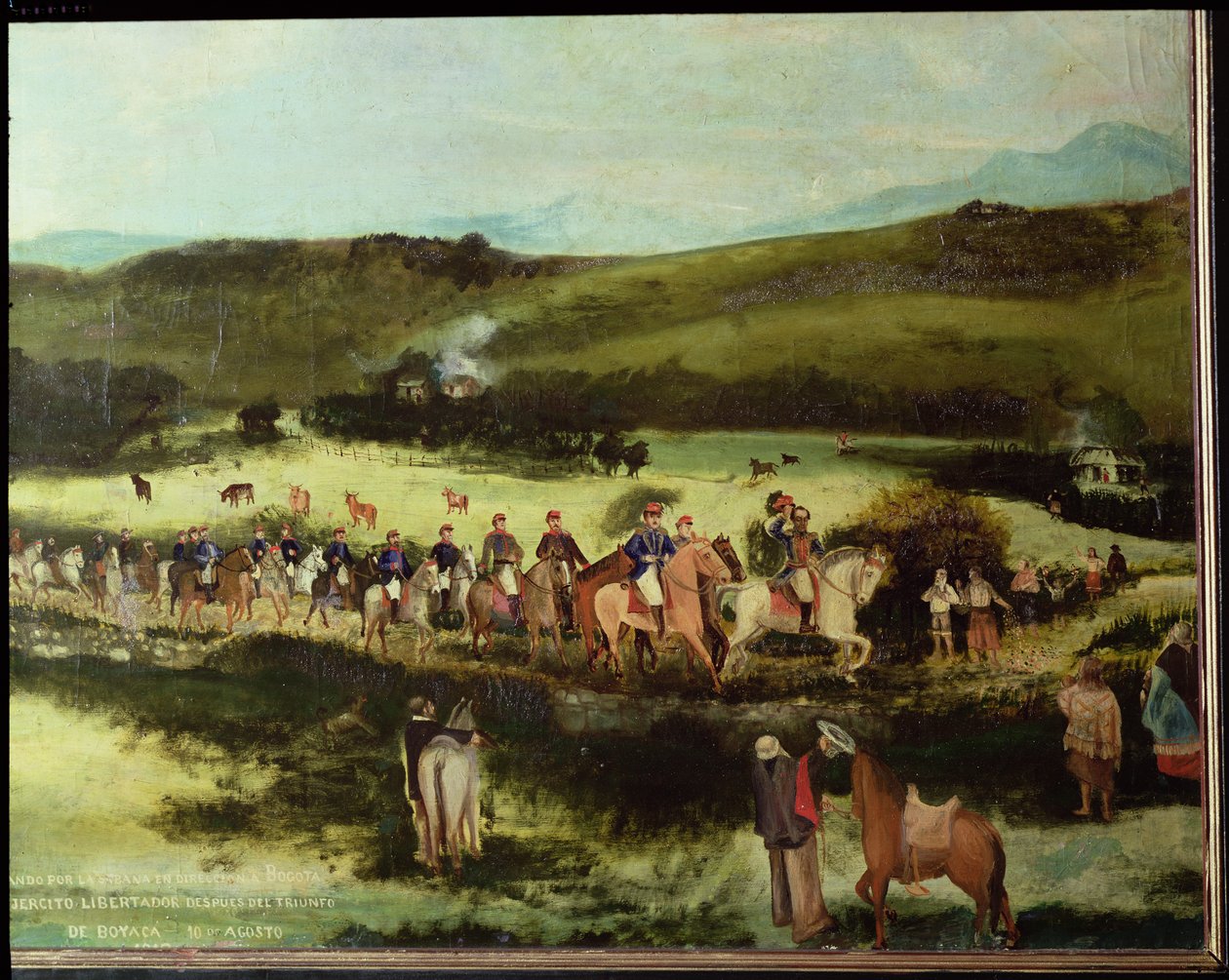Simon Bolivar e Francisco de Paula Santander in viaggio verso Bogotà con l