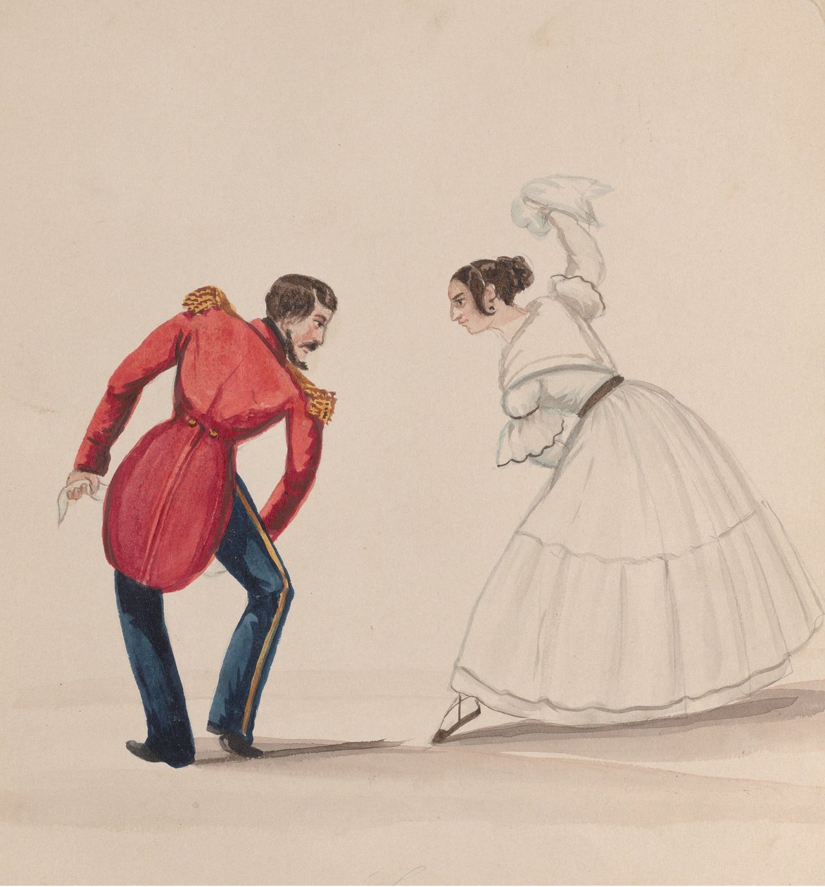 Un uomo e una donna peruviani che ballano la Zamacueca, da un gruppo di disegni che raffigurano..., ca. 1848 da Francisco