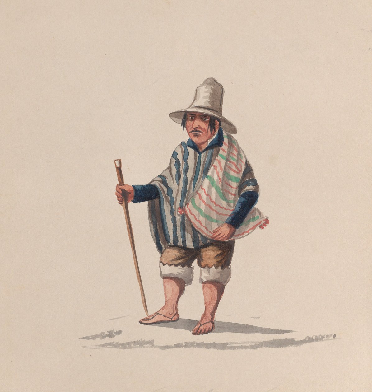 Un uomo peruviano, da un gruppo di disegni che raffigurano il costume peruviano, ca. 1848 da Francisco