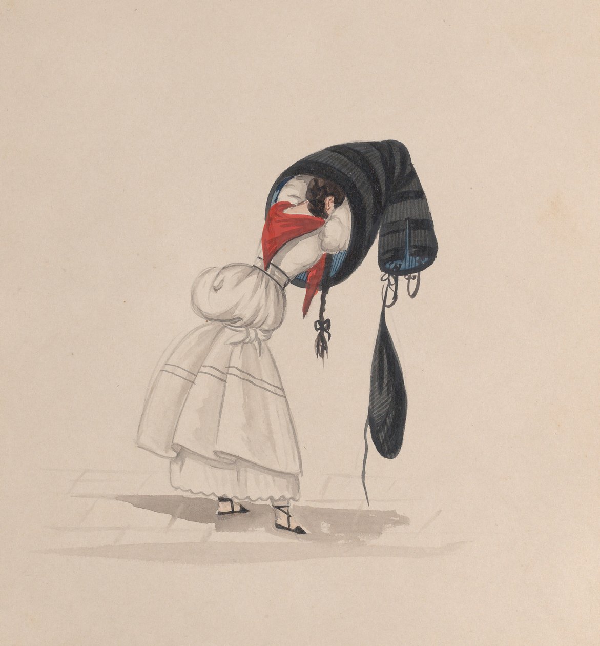 Una donna che indossa la sua saya, vista da dietro, da un gruppo di disegni che raffigurano..., ca. 1848 da Francisco