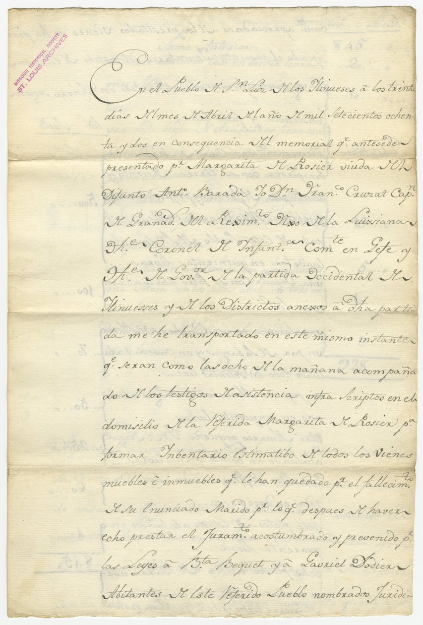 Inventario di Antoine Barada firmato Fran. Cruzat, Josef Bexmes, Dodier, Becquet e altri, aprile 1782 da Francisco Cruzat