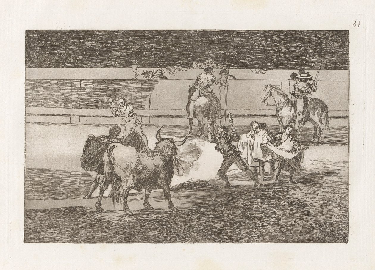 Banderillas de Fuego, Tavola 31 da La tauromaquia da Francisco de Goya