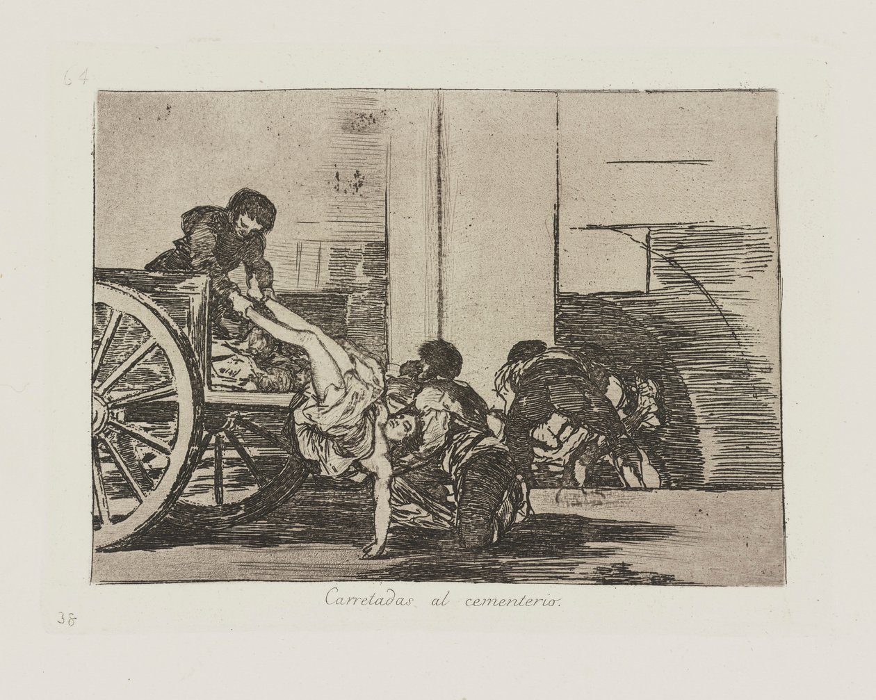 Carichi al cimitero, tavola 64 dalla serie I disastri della guerra da Francisco de Goya