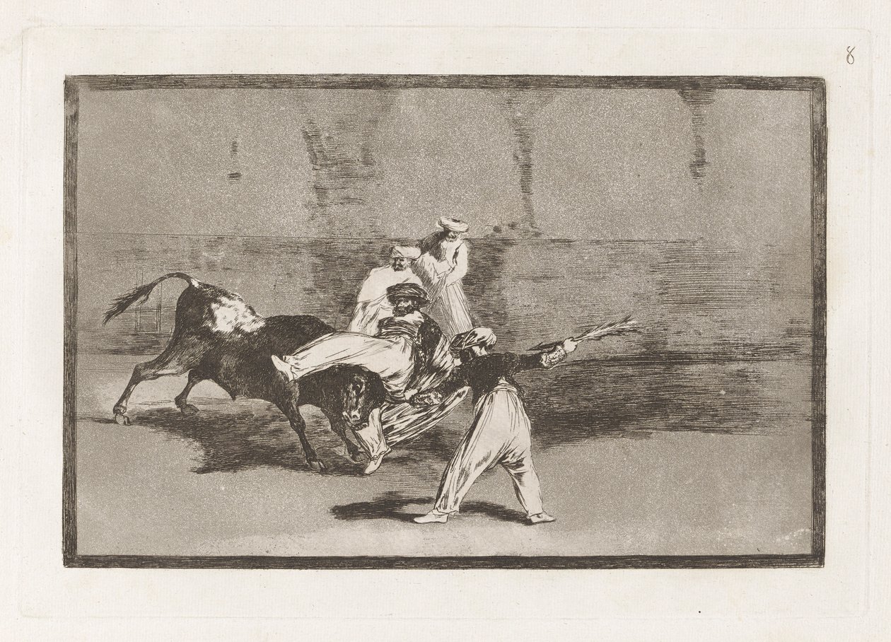 Cogida di un moro nella plaza, Tavola 8 da La tauromachia da Francisco de Goya