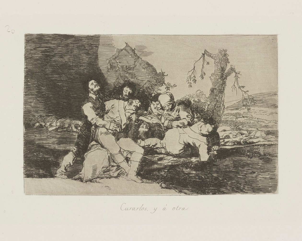 Curarli, e avanti il prossimo, pl. 20 dalla serie Los desastres de la guerra (I disastri della guerra) da Francisco de Goya