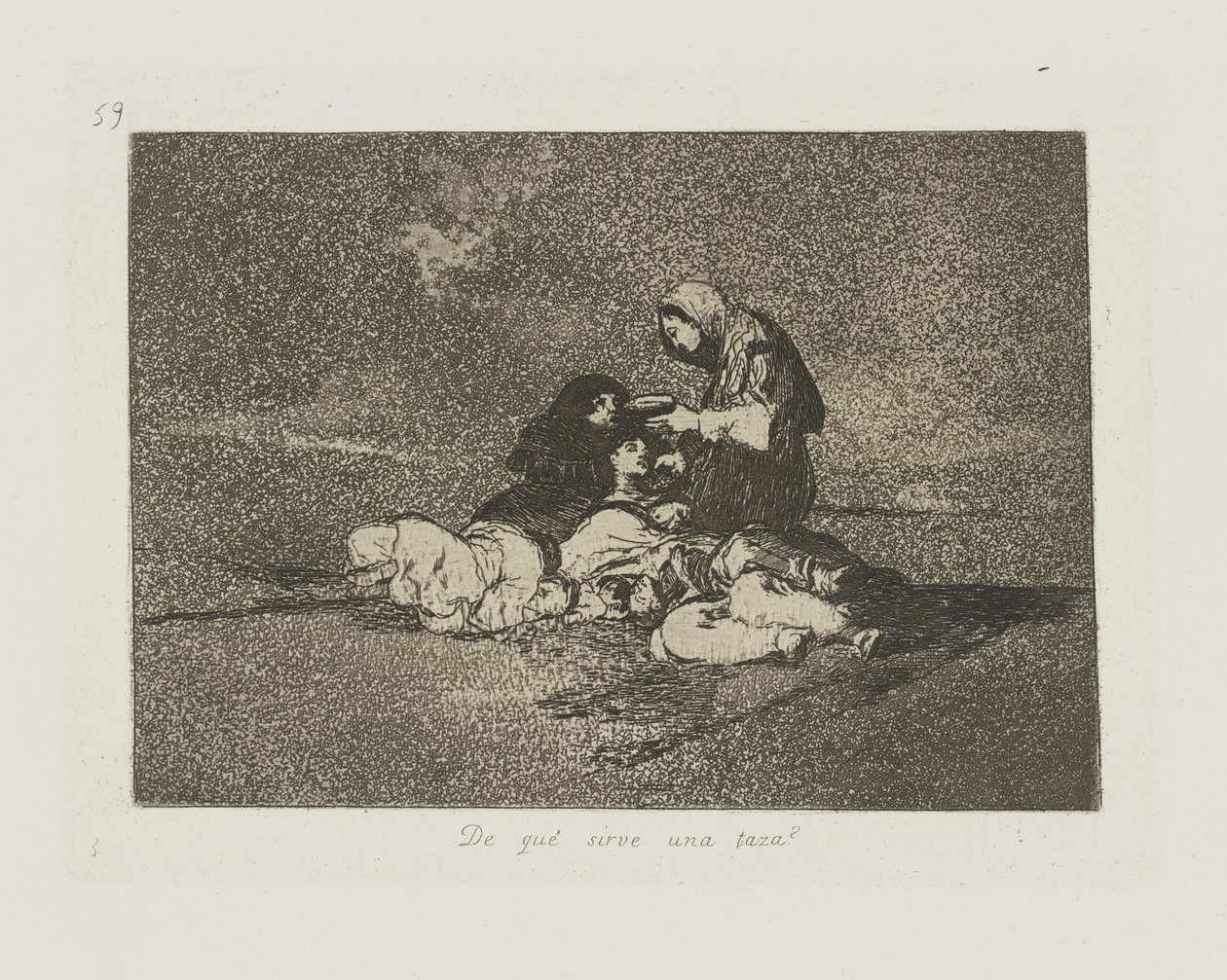 A cosa serve una tazza?, tav. 59 dalla serie Los desastres de la guerra da Francisco de Goya