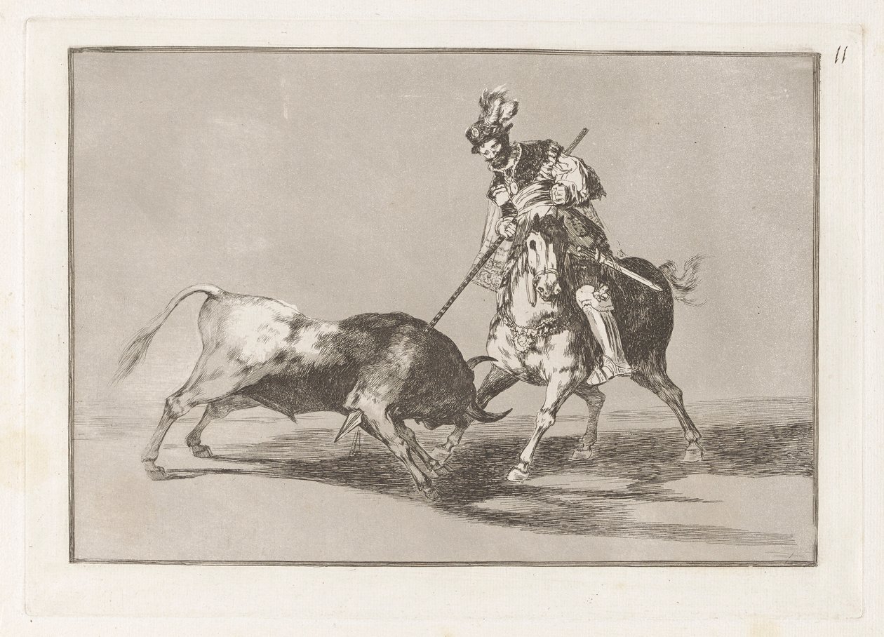 El Cid Campeador che Infigge un Altro Toro, Tavola 11 da La tauromaquia da Francisco de Goya