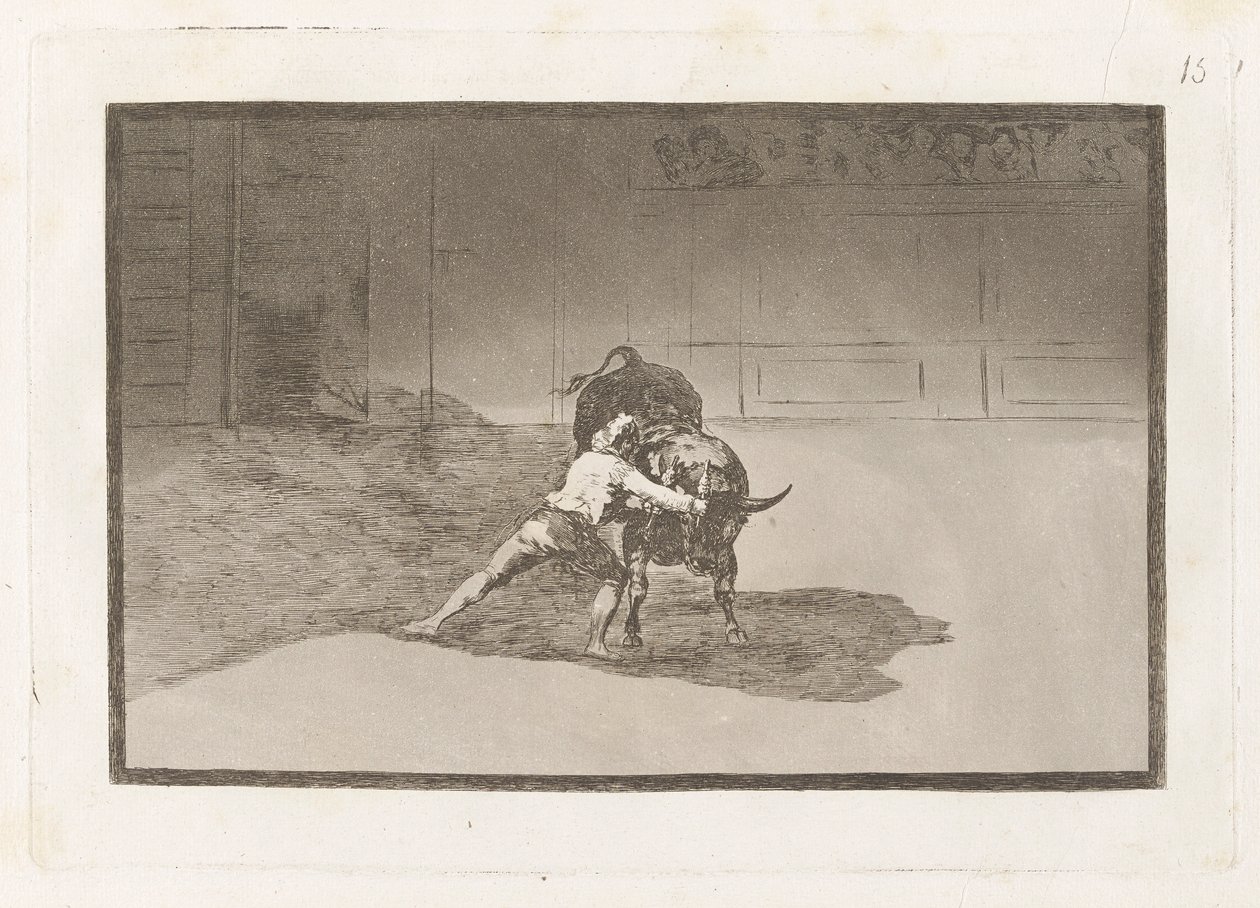 El famoso Martincho poniendo banderillas al quiebro, Tavola 15 da La tauromaquia da Francisco de Goya