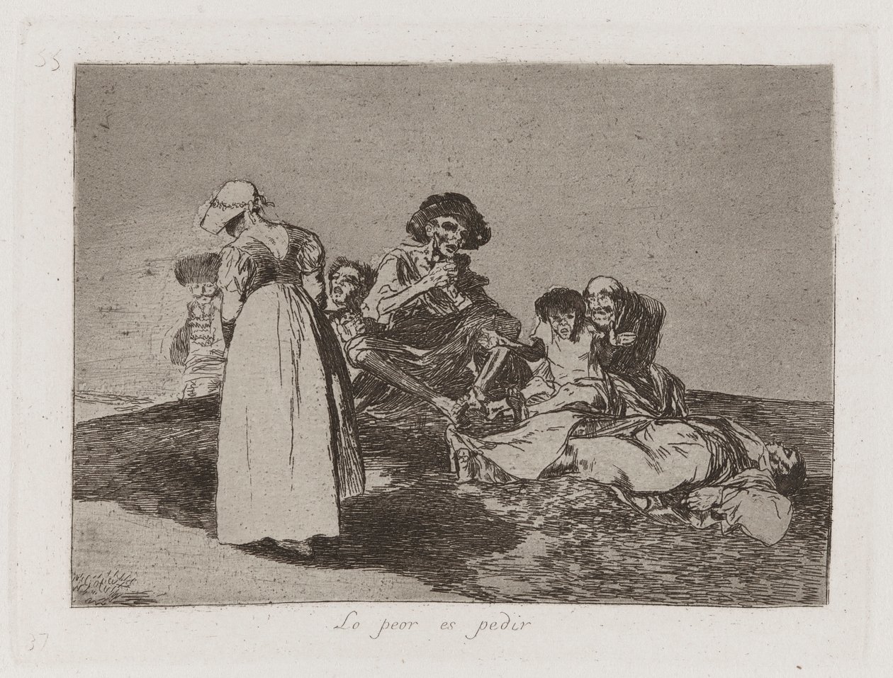 Lo peor es pedir (Il Peggio è Chiedere), Tavola 55 da Los desastres de la guerra (I Disastri della Guerra) da Francisco de Goya