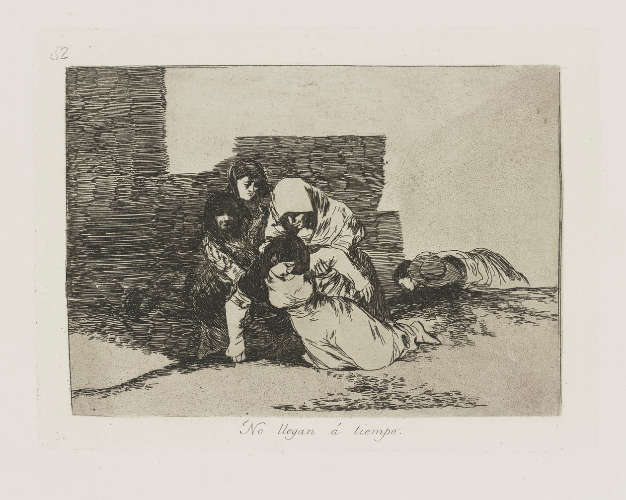 No llegan a tiempo. (Non arrivano in tempo.), tav. 52 dalla serie Los desastres de la guerra (I disastri della guerra) da Francisco de Goya